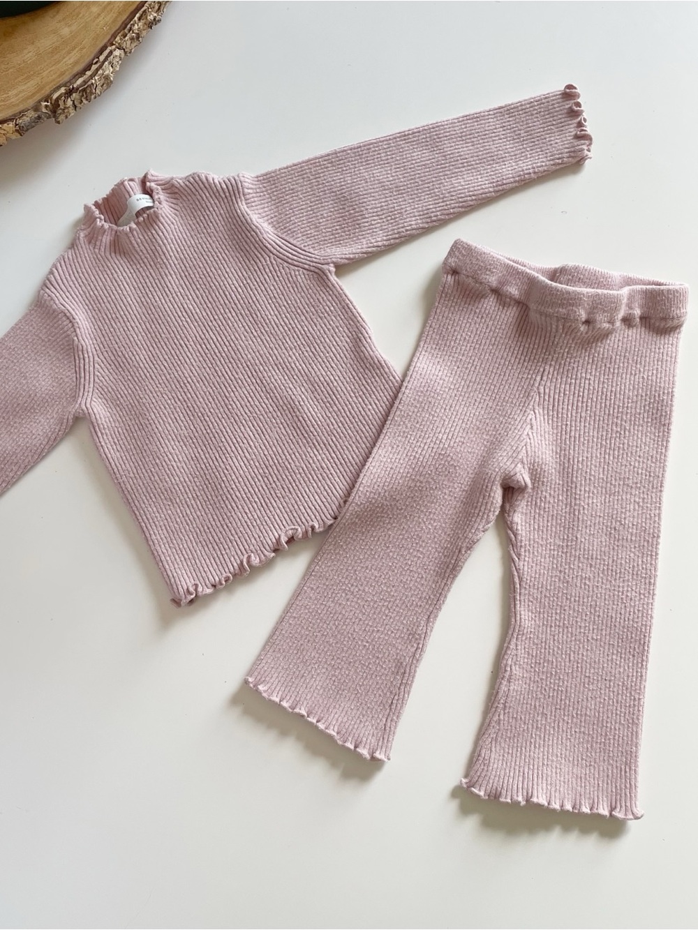 Zara Pink Ribbed Knit Sweater Matching Set | 6-9m